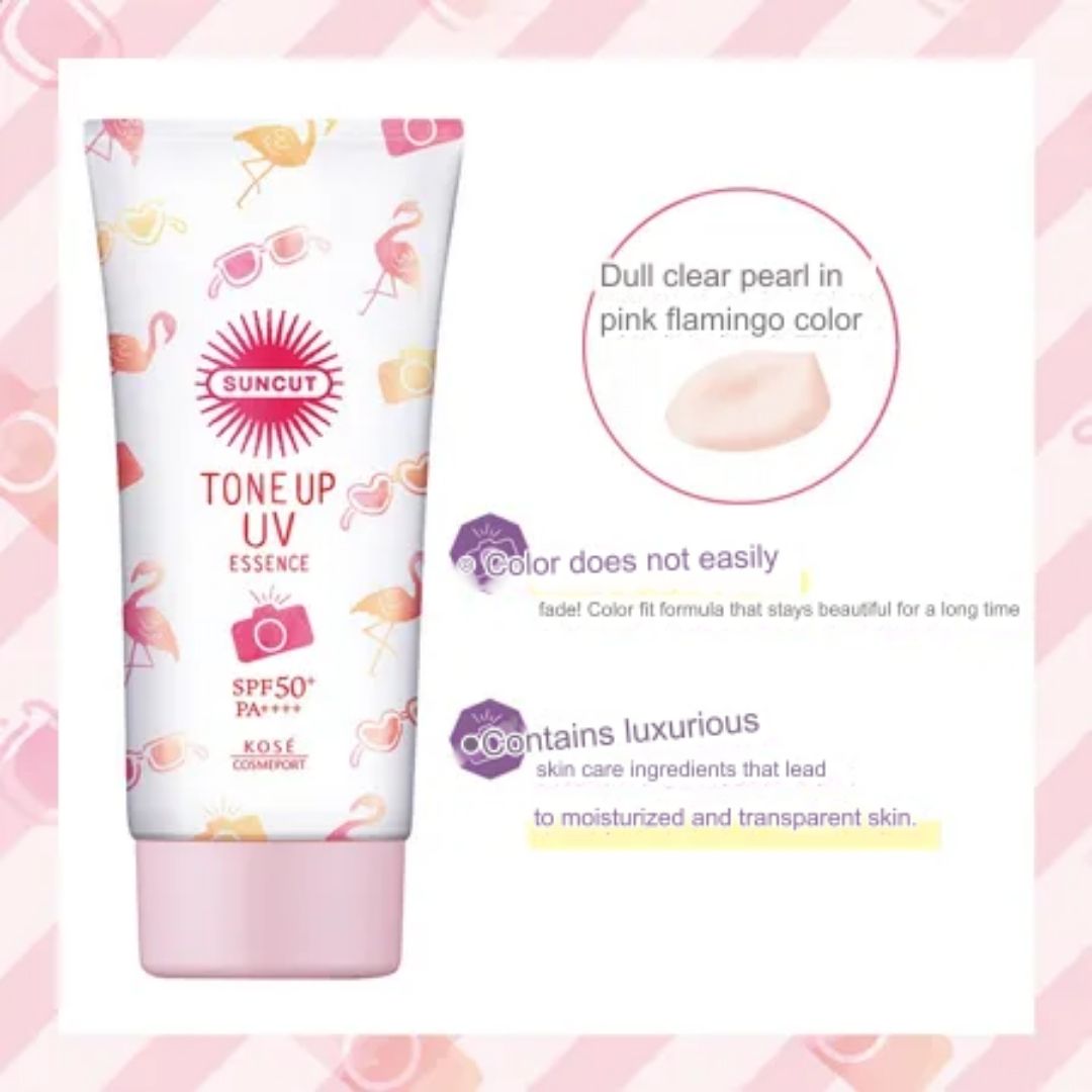KOSE Sun Cut Tone Up UV Essence Pink Flamingo SPF50 + PA +++ + 80G