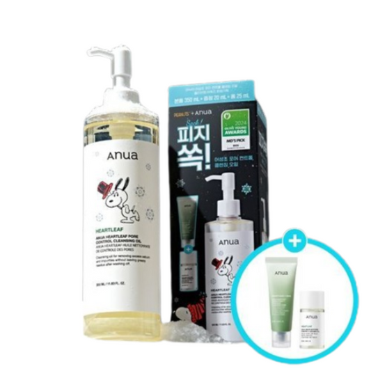 Anua Asungcho Pore Control Cleansing Oil 350ml + Travel size 20ml + Cleansing Foam 25ml - 3 Pack