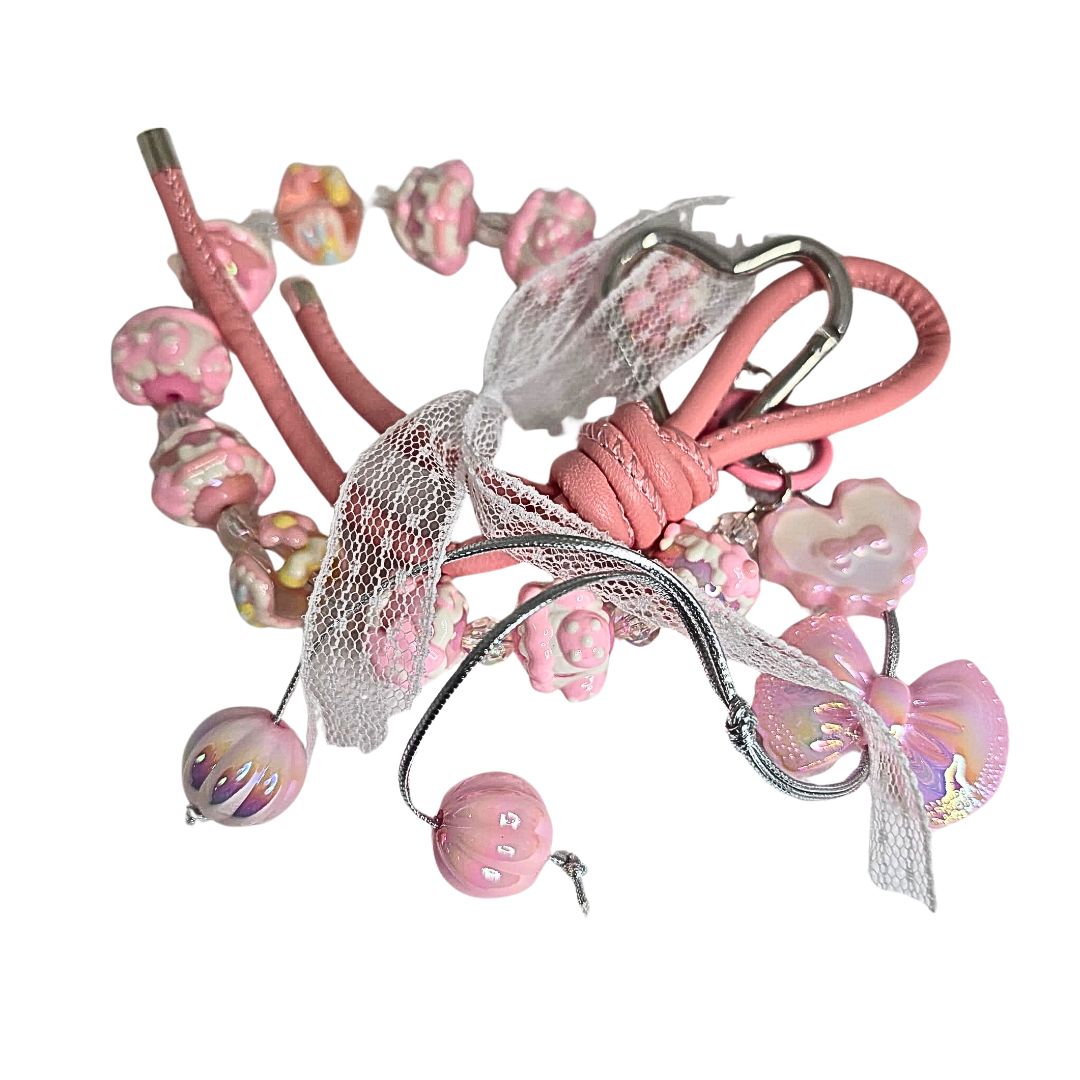 Handmade Cute Bag Charm Keychains - Baby Pink