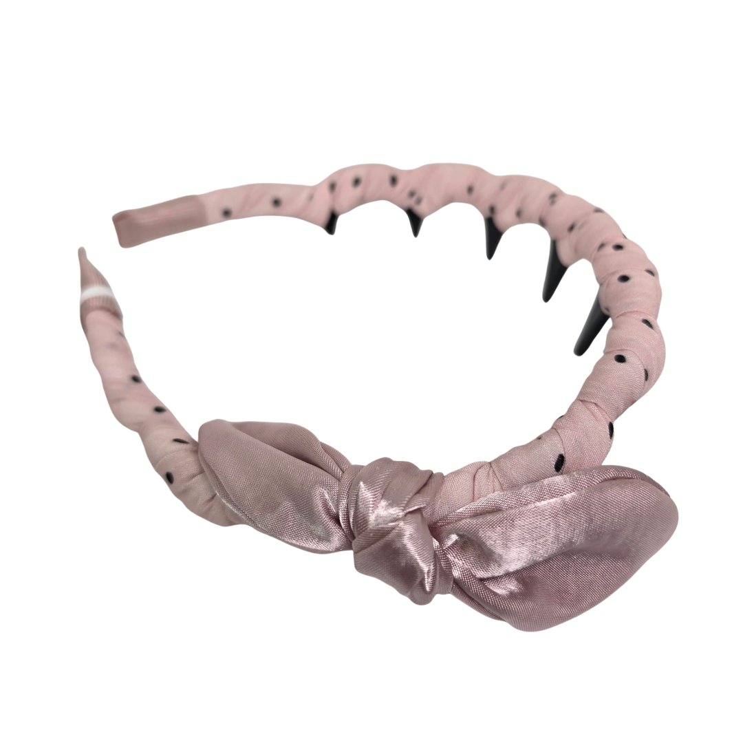 Korean Style Black Polka Dot Headband – PINK