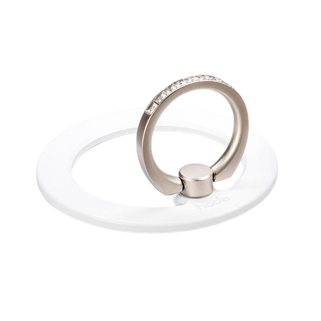 HODA Glitter MagSafe Phone Ring Holder & Stand Pop Socket – Silver/White Crystal