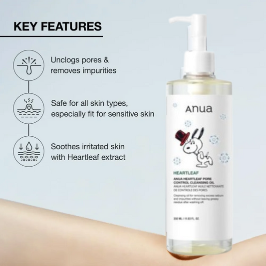 Anua Asungcho Pore Control Cleansing Oil 350ml + Travel size 20ml + Cleansing Foam 25ml - 3 Pack