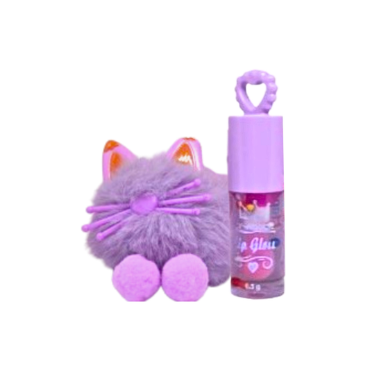 Cute Rabbit Magic Colour-Changing Lip Gloss Gel with Detachable Keychain - Purple