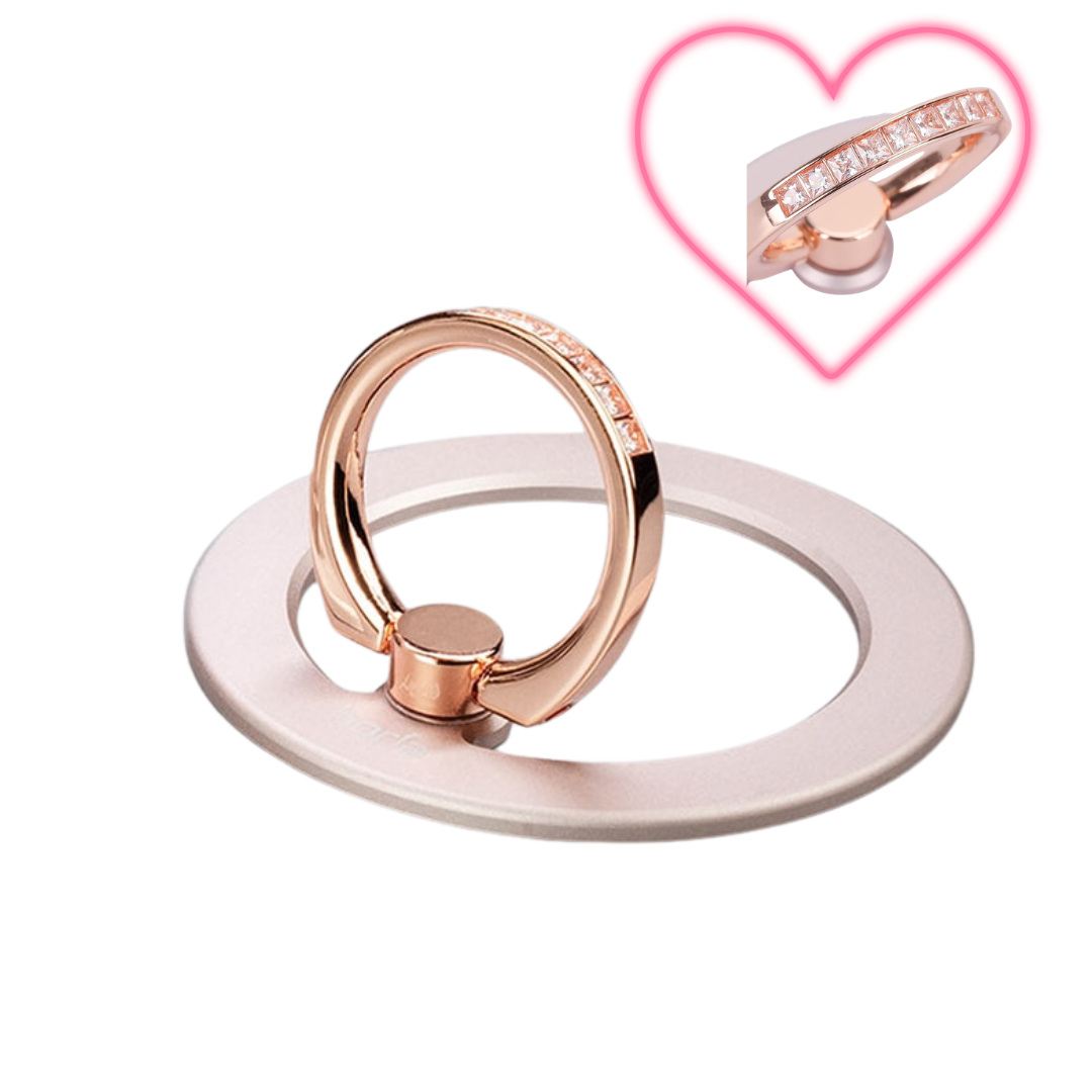 HODA Glitter MagSafe Phone Ring Holder & Stand Pop Socket – Rose Gold/Crystal