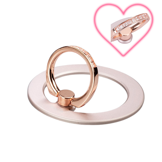 HODA Glitter MagSafe Phone Ring Holder & Stand Pop Socket – Rose Gold/Crystal