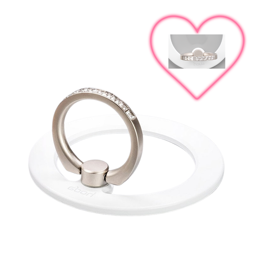 HODA Glitter MagSafe Phone Ring Holder & Stand Pop Socket – Silver/White Crystal