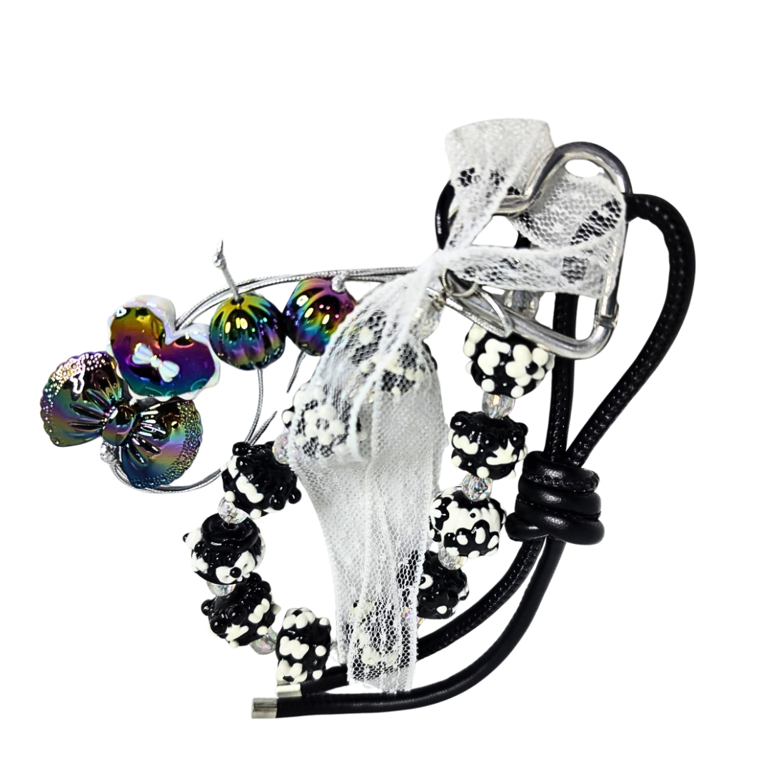 Handmade Cute Bag Charm Keychains -  Black