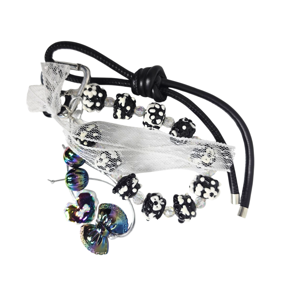 Handmade Cute Bag Charm Keychains -  Black