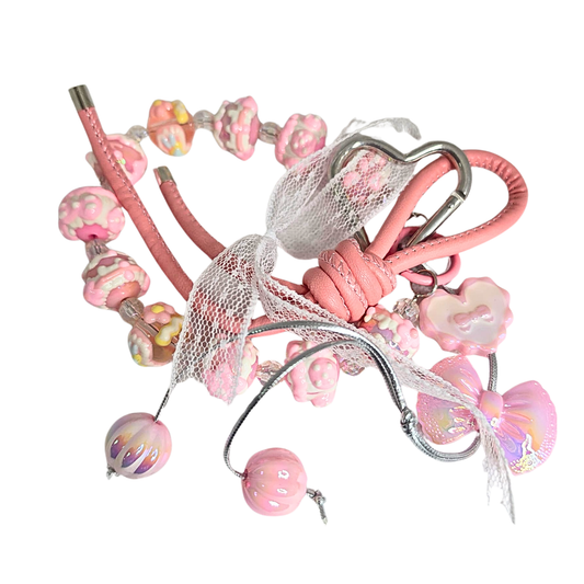 Handmade Cute Bag Charm Keychains -  Baby Pink