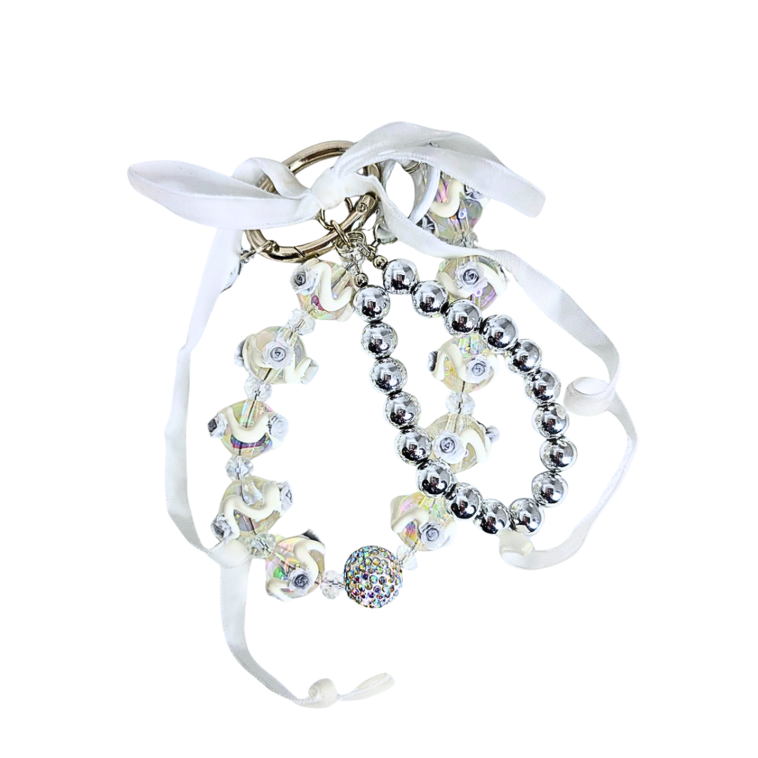 Handmade Cute Bag Charm Keychains -  Soft white