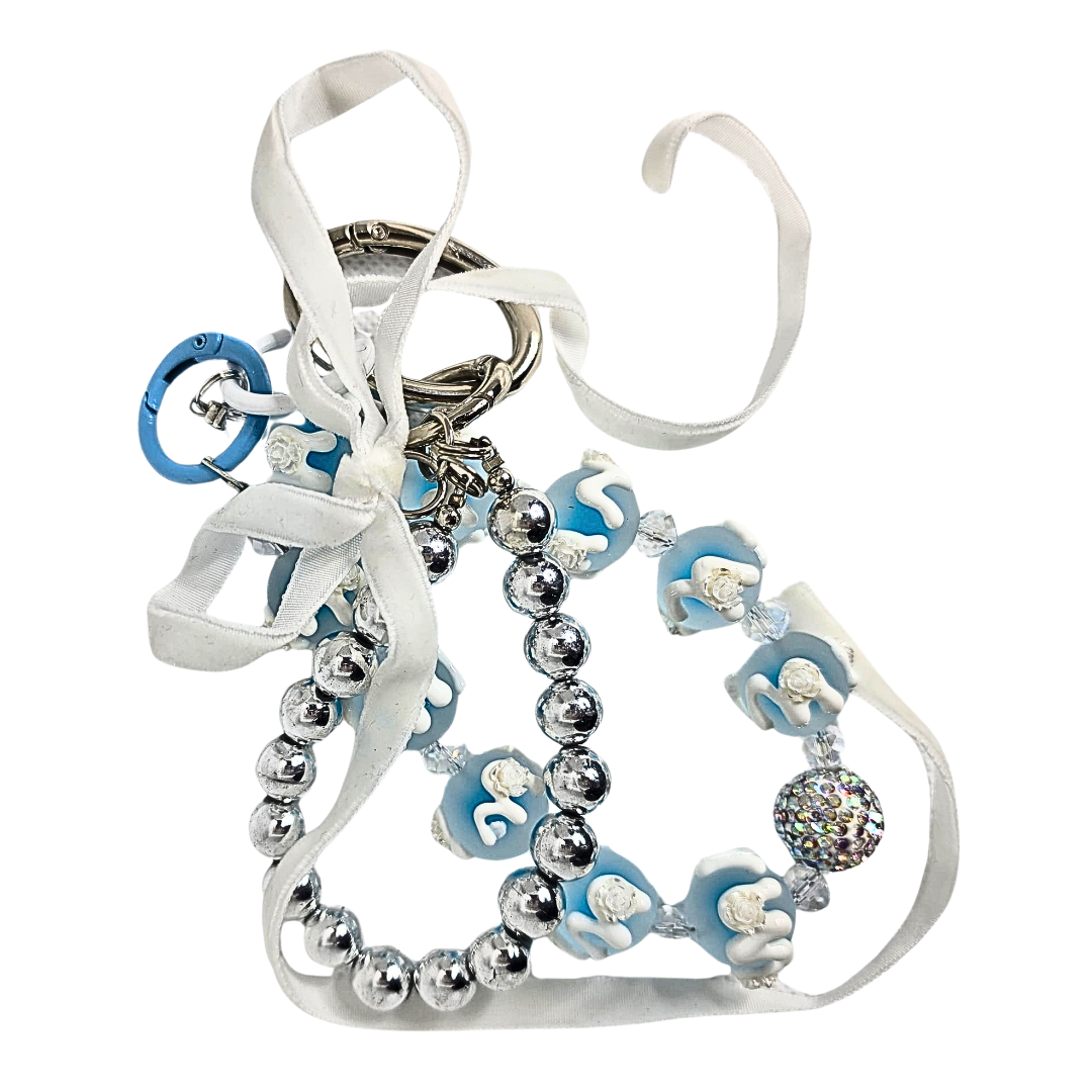 Handmade Cute Bag Charm Keychain - Frosted Blue
