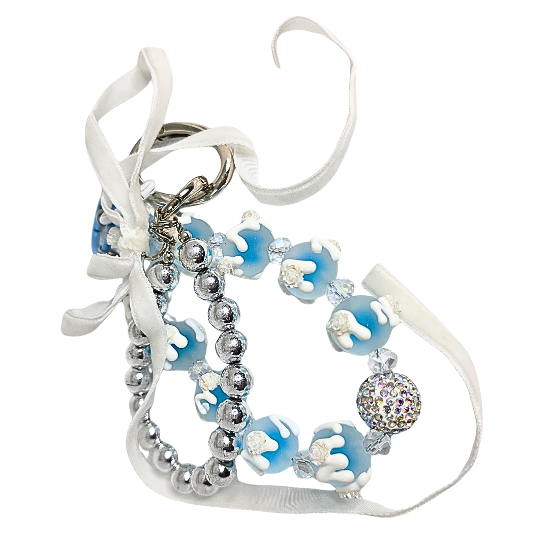 Handmade Cute Bag Charm Keychain - Frosted Blue