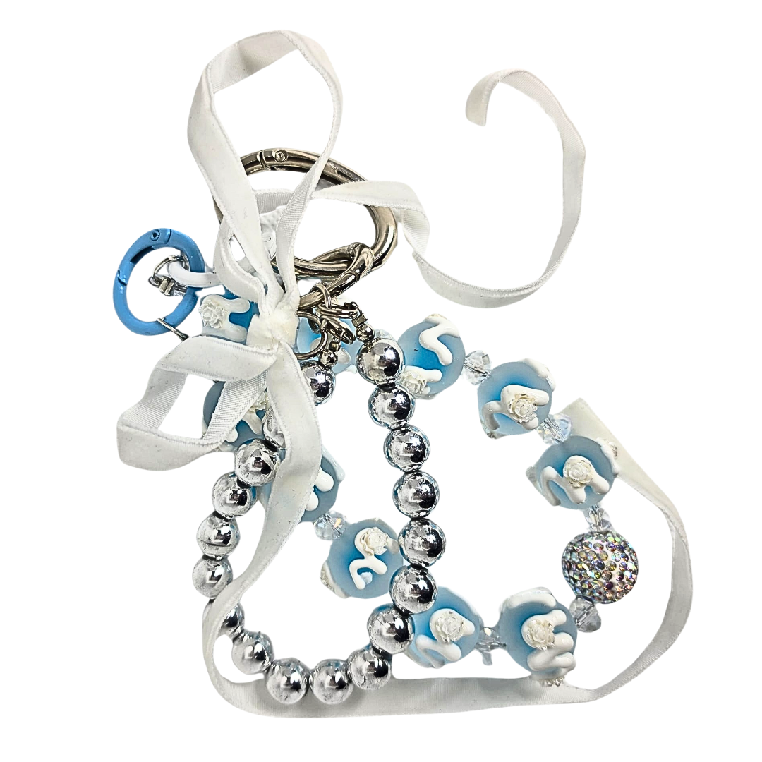 Handmade Cute Bag Charm Keychain - Frosted Blue