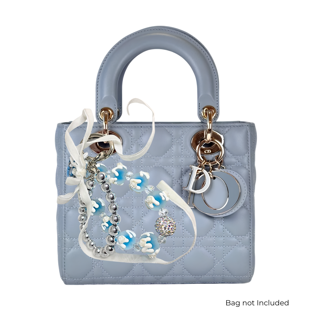 Handmade Cute Bag Charm Keychain - Frosted Blue