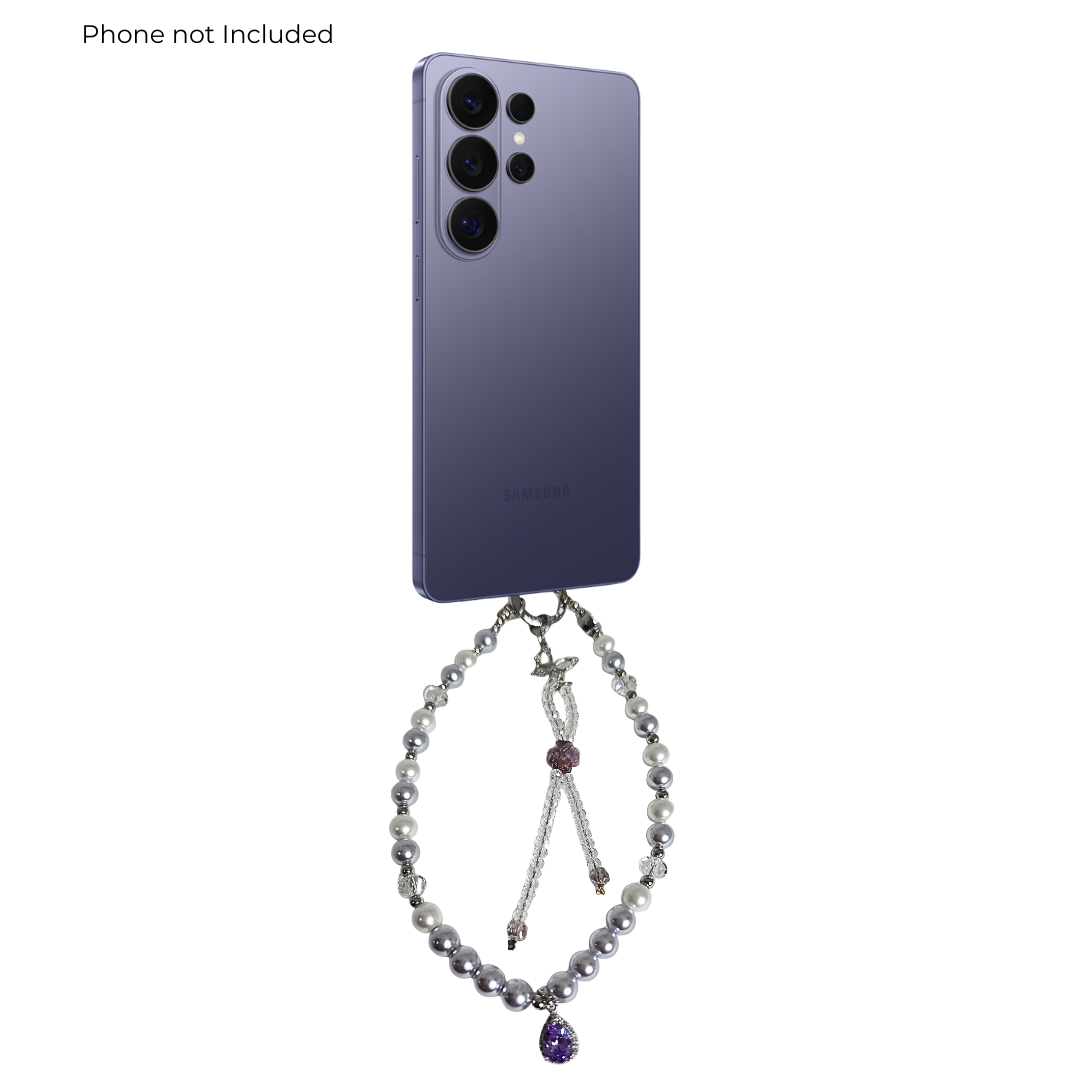 Memumi Pearl & Light Purple 2-Piece Phone Lanyard Set – Crossbody & Wristlet Strap