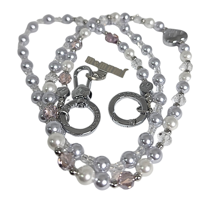 Memumi Pearl & Light Purple 2-Piece Phone Lanyard Set – Crossbody & Wristlet Strap