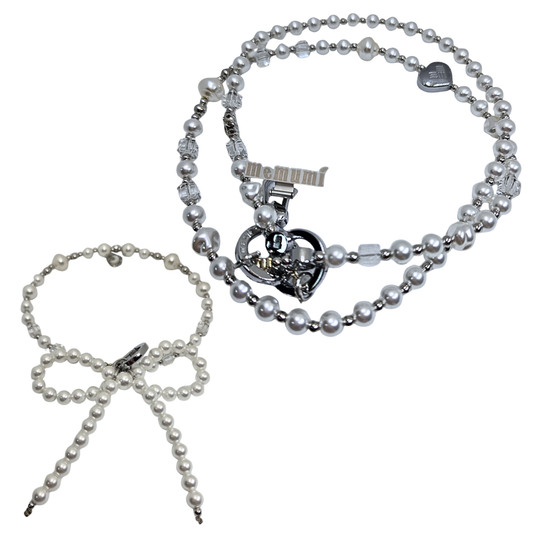 Memumi Pearl & Crystal 2-Piece Phone Lanyard Set – Crossbody & Wristlet Strap