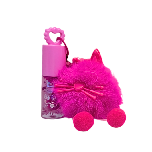 Cute Rabbit Magic Colour-Changing Lip Gloss Gel with Detachable Keychain - Fuschia Pink