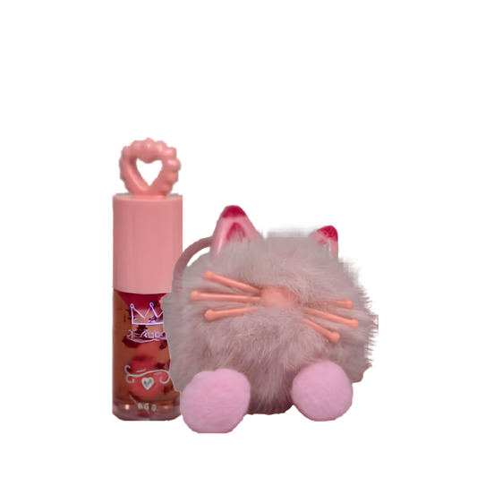 Cute Rabbit Magic Colour-Changing Lip Gloss Gel with Detachable Keychain - Baby Pink