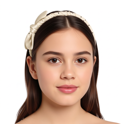 Korean Style Black Polka Dot Headband – LIGHT YELLOW