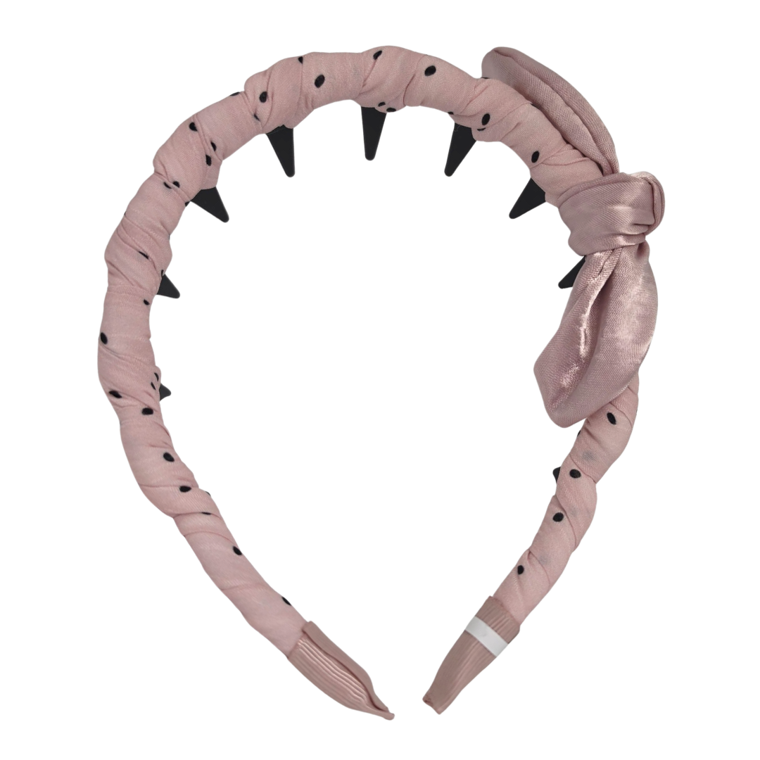 Korean Style Black Polka Dot Headband – PINK