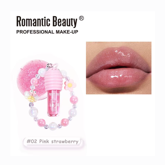 Romantic Beauty Lip Shimmer Oil Keychain 5ml - 02(pink strawberry)