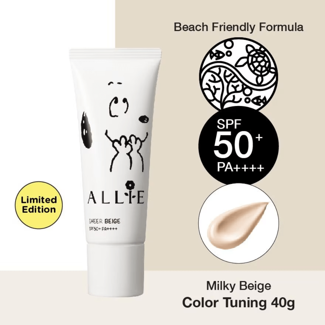 ALLIE Snoopy Edition Chrono Beauty Colour Tuning Sheer Beige UV 50+ PA++++ 40G - CJL Beauty & HomeALLIE Snoopy Edition Chrono Beauty Colour Tuning Sheer Beige UV 50+ PA++++ 40G