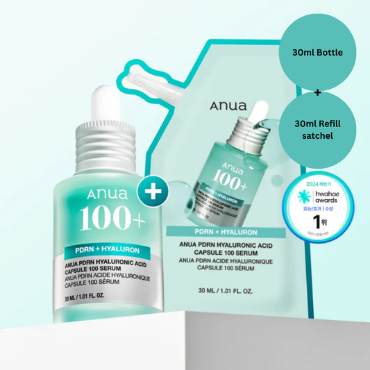 Anua PDRN Hyaluronic Acid Capsule 100 Serum 60ml (30ml bottle + 30ml refill)